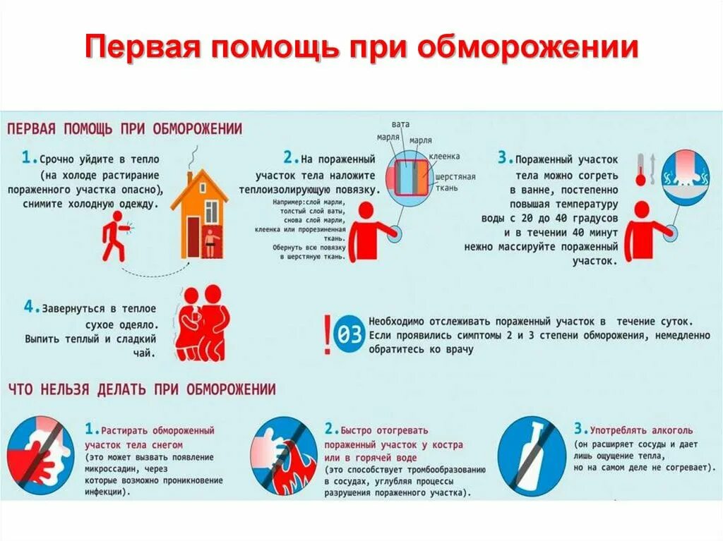 Первые правила при обморожении