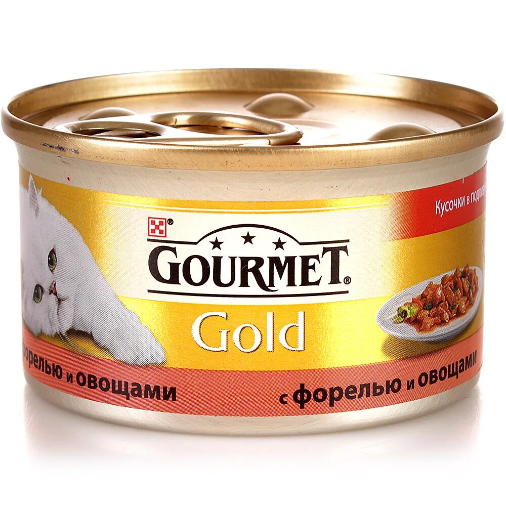 Gourmet gold. Гурмэ Голд корм для кошек. Консервы для кошек Гурмэ. Гурме Голд террин корм. Корм д/кошек форель/овощи 85г ж/б Gourmet Gold Россия.