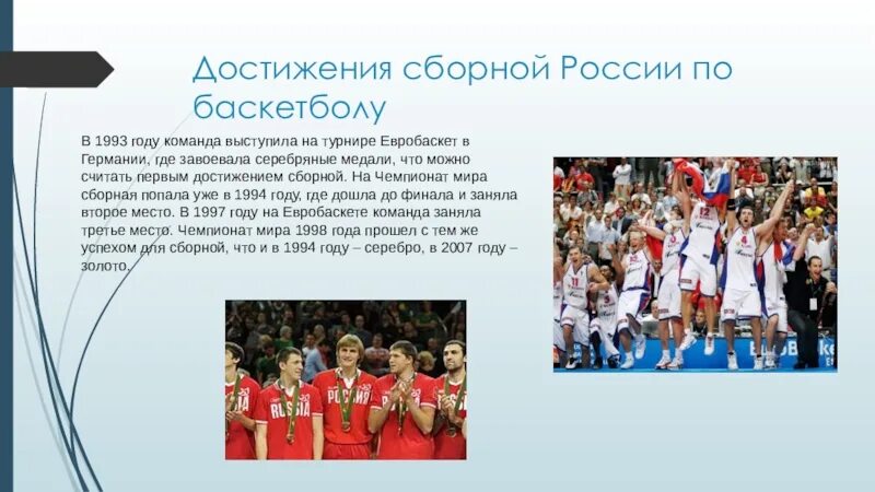 10 достижений россии. Достижения сборной России по баскетболу. Баскетбол в России презентация. Достижения России в баскетболе. Успехи сборной России по баскетболу.