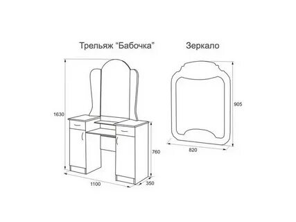Туалетный столик с зеркалом стандарты