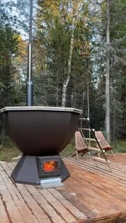 Чан с подогревом на дровах для купания
