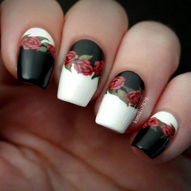 Image result for black nail designs Black nail designs, Floral nails, Trendy nai