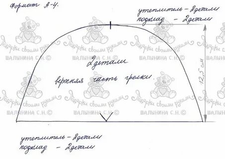 Выкройка грелки на чайник в натуральную величину