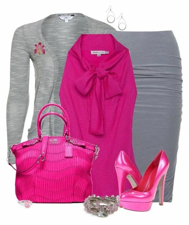 The color of red fuchsia is combined in clothes Цвет красная фуксия сочетается в
