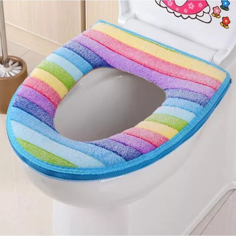 Чехол унитаза Toilet Seat. Мягкая сидушка на стульчак для унитаза. Теплая сидушка на унитаз. Тканевая сидушка на унитаз. Накидка на унитаз