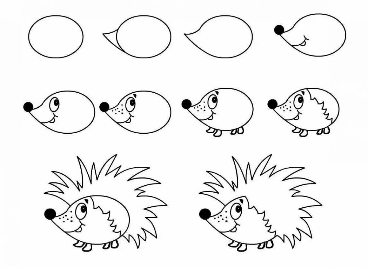 Рисование для детей. Рисование животных для детей. Поэтопно рисование для детей. Простые схемы для рисования для детей. Учимся рисовать детям 4 года