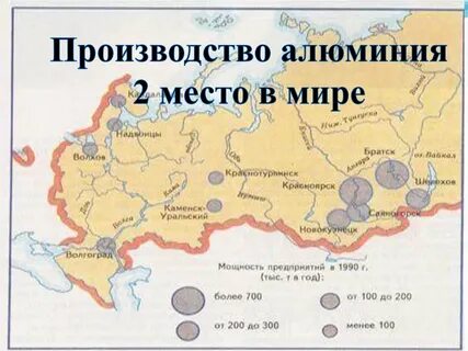Крупные города производства алюминия