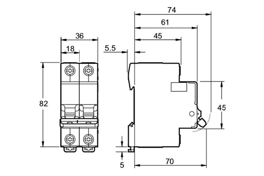 Автоматический выключатель 10а 2п. Автоматический выключатель габариты мм 18х87х75. Автоматический выключатель Schneider Electric 32а схема подключения. Автоматический выключатель 16а габариты. Габариты однополюсного автомата Schneider Electric.