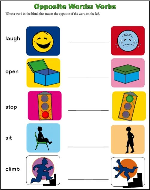 Opposites exercises for Kids. Opposites Worksheets. Opposites Worksheets for Kindergarten. English verbs opposites.