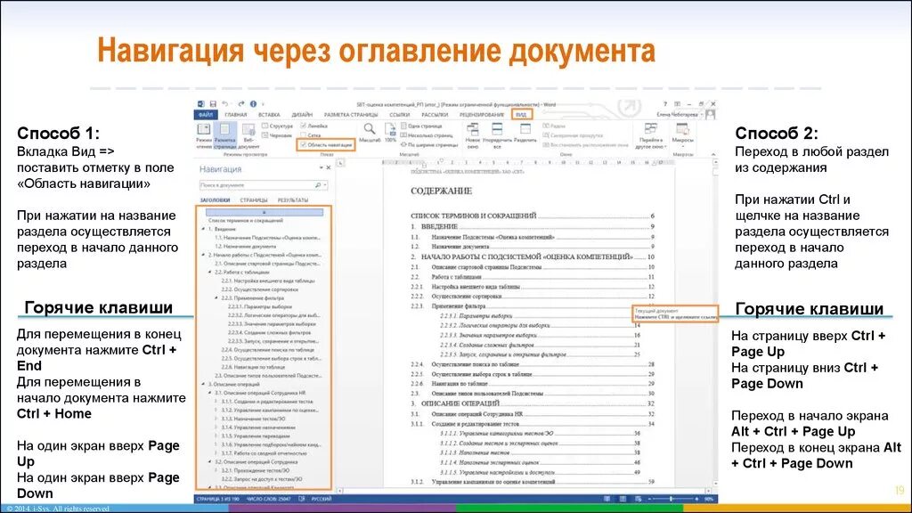 Оглавление документа. Навигация по документу. Оглавление в документации. Навигация в содержании.