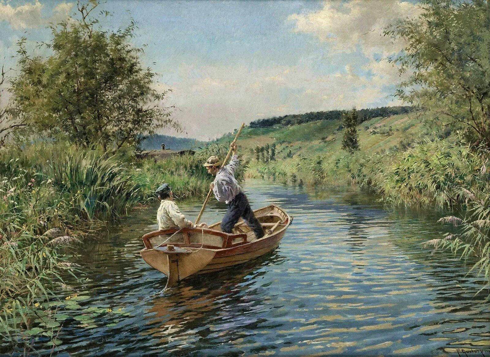 Картина рыбак. Gueldry Joseph Ferdinand. Пейзаж с рыбаком. Рыбаки в живописи. Рыбак в лодке живопись.