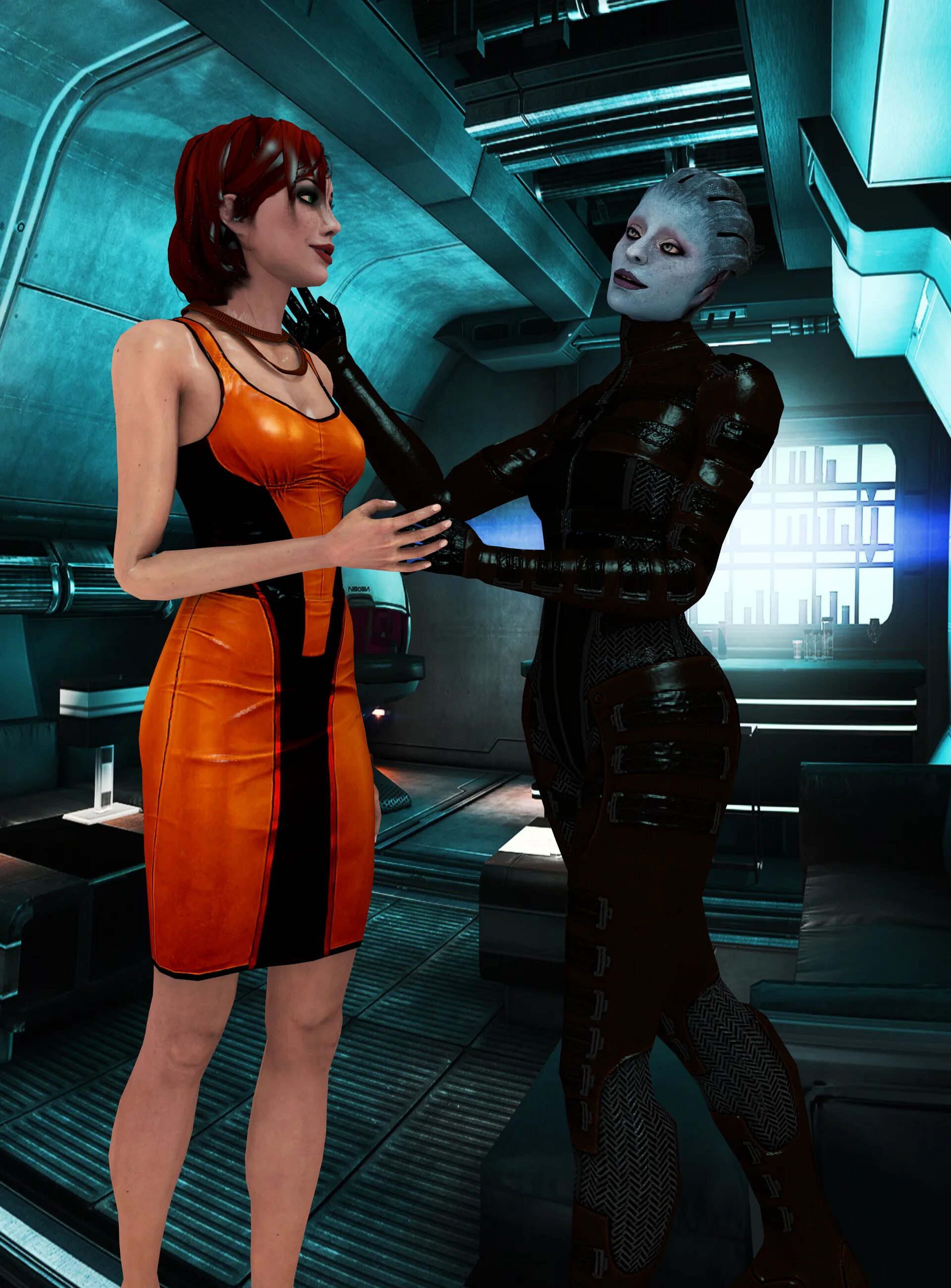 Femshep x edi. Shepard femshep. шепард и моринт. азари моринт и шепард. масс эффект шепард и моринт.