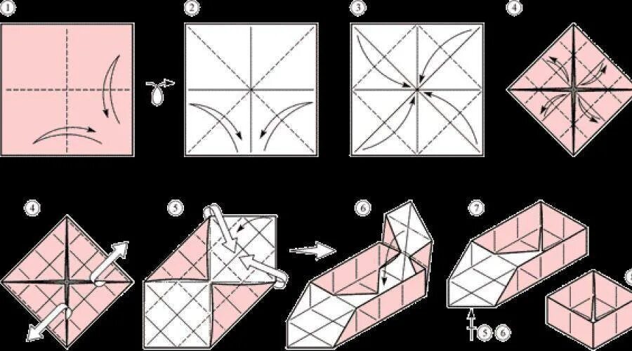 Оригами коробочка с крышкой из 1 листа бумаги. Оригами из бумаги для детей коробочка схема. Как сложить коробку оригами. Коробочка оригами схема без склейки.