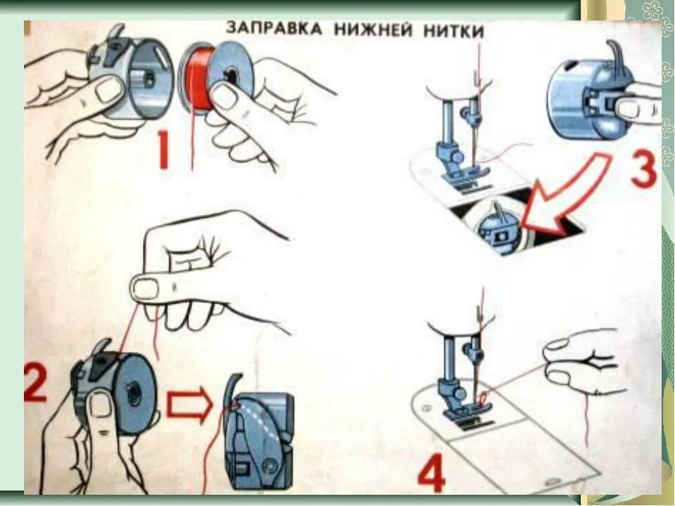 Заправка челнока. Как заправить швейную машинку снизу. Как вставить нитку в швейную машинку. Заправка шпульки в челнок швейной машинки Чайка 142м. Как заправить швейную машинку снизу шпулька.