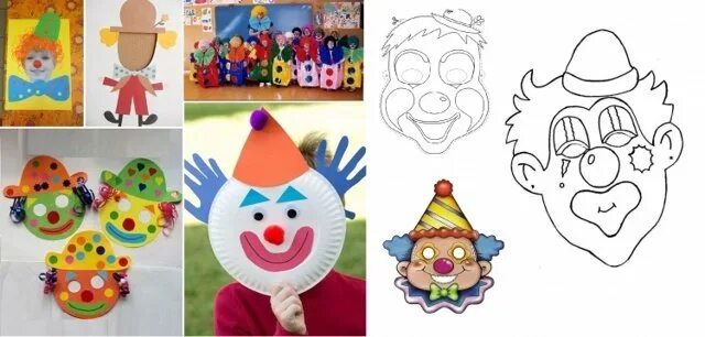 Аппликация клоун средняя. Клоун аппликация для детей. Клоун поделка из бумаги. Поддлека клоун. Объемная аппликация клоун.