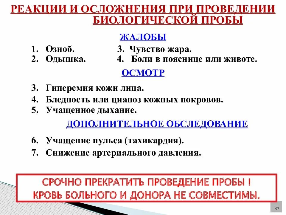 Проведение биологической пробы при трансфузии. Проведение биологической пробы при трансфузии
