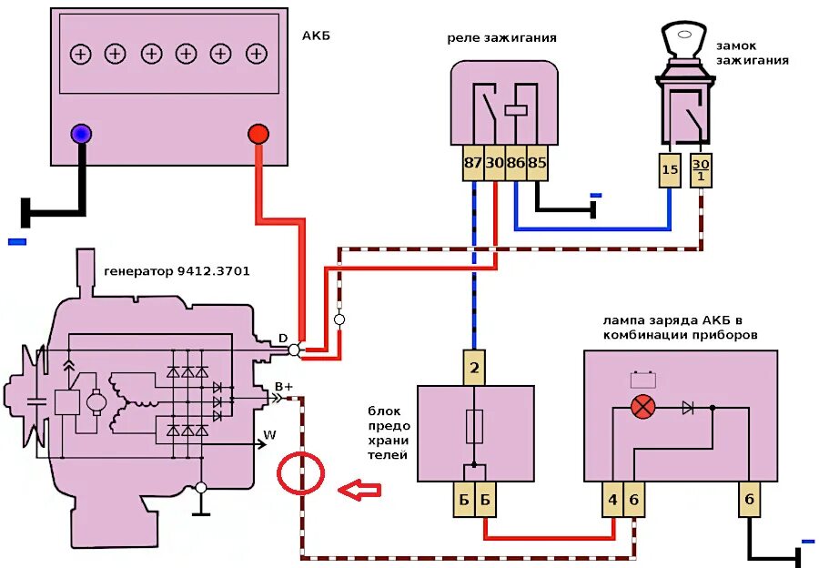 Почему не горит лампочка зажигания. Схема подключения генератора Нива 2121. Схема подключения генератора ВАЗ 21213. Схема включения генератора Нива 21213. Схема подключения генератора ВАЗ 2121.