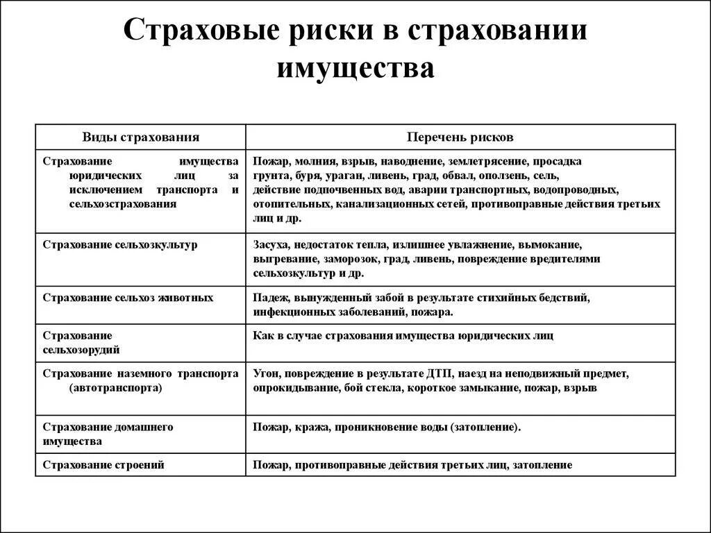 Имущественные страховые риски