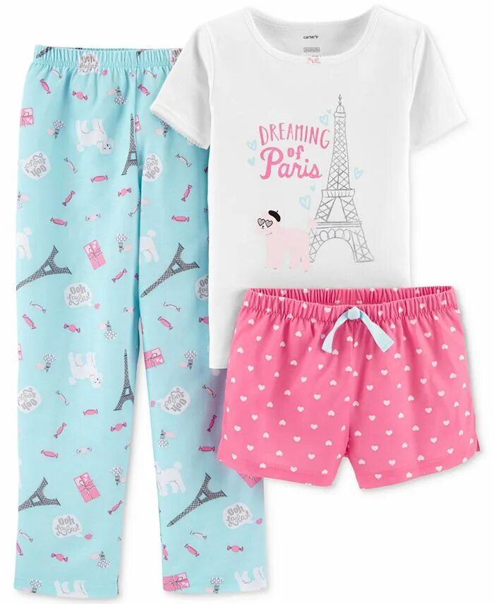 Детская пижама шортах. Пижама Картерс. Пижама Carters для девочки. Костюм Carters 1h359510. Carters Set 3 Pijama.