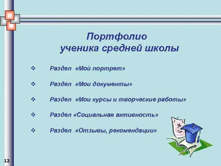 Разделы портфолио. Разделы портфолио ученика начальной школы. Технология портфолио презентация. Разделы портфолио. Разделы портфолио.