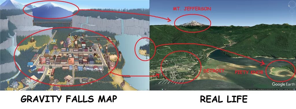Самом деле находятся в другом. Гравити Фолз штат Орегон на карте. Штат Орегон городок Гравити Фолз. Город Гравити Фолз на карте США. Штат Орегон на карте США Гравити Фолз.