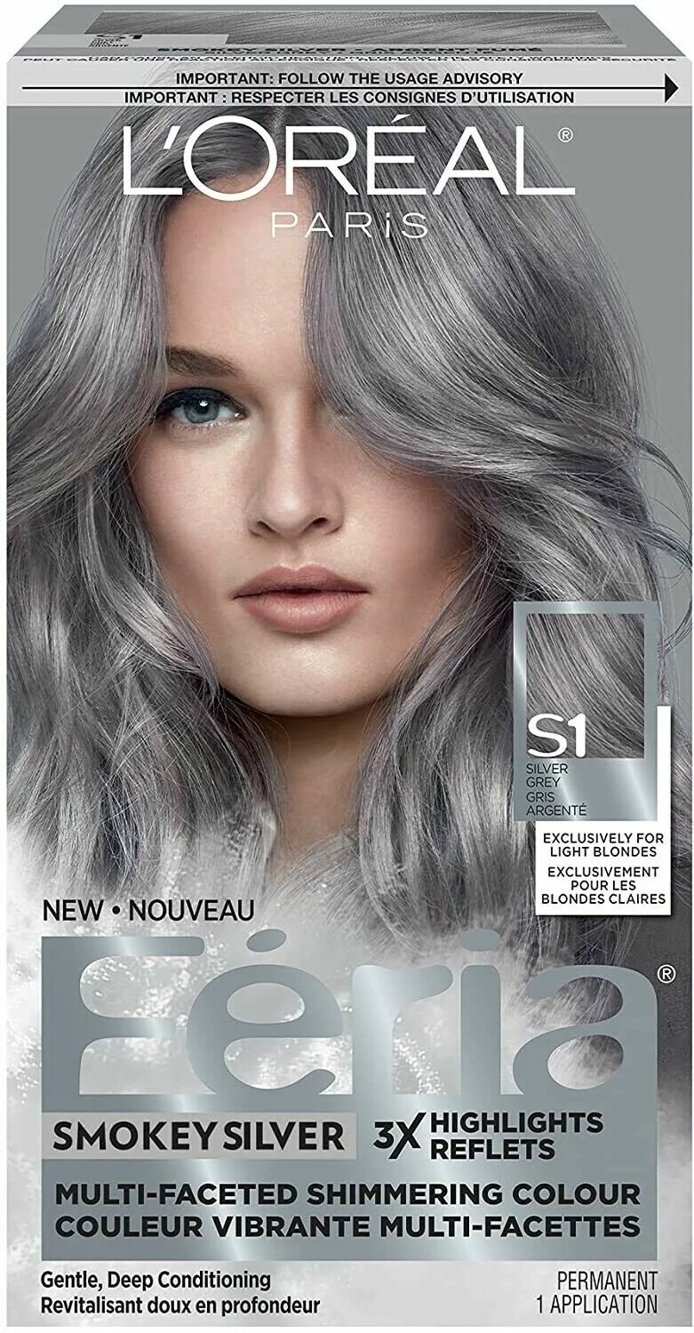 Пепельная краска для седых волос. L'Oreal Feria hair Colour - s1 Silver Grey. Пепельный блондин краска лореаль. Серая краска для волос. Холодный пепельный.