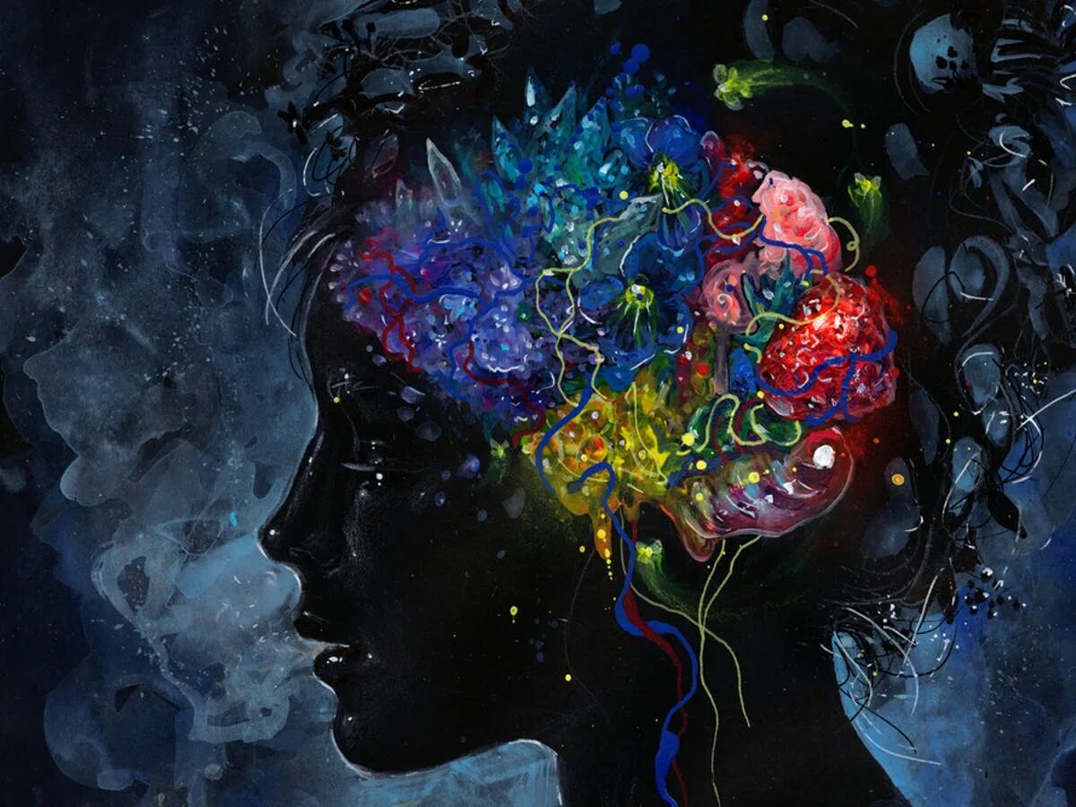 Человек фантазирует. Мышление. Девушка с кучей мыслей. Много мыслей. Негативные мысли.