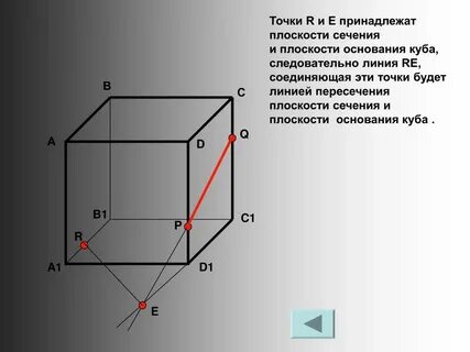 Линия пересечения плоскостей в кубе