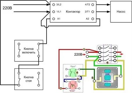 Подключение контактора схема 220