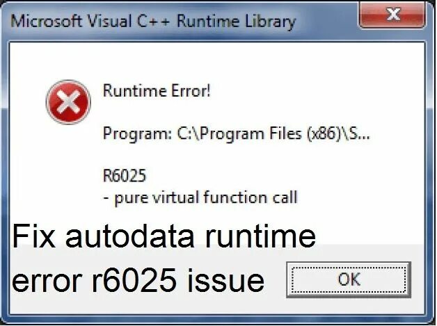 Runtime library error. Ошибка runtime Error. Runtime Error r6025. Runtime Error program c :\program r6025. Pure Virtual Call c++ что это.
