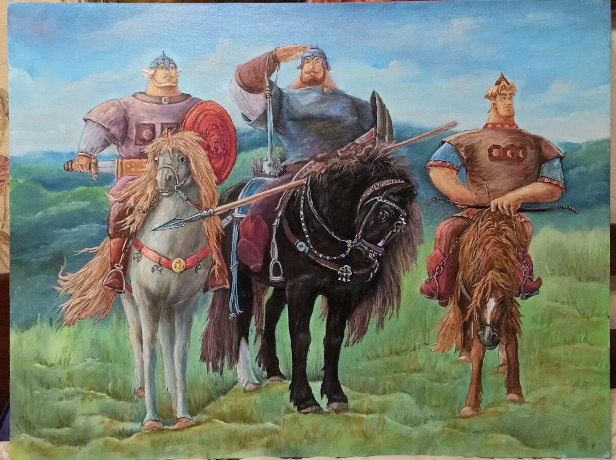 Где идут богатыри. Алёша попович добрыня никитич и илья муромец. Три богатыря юлий и горыныч. Илья муромец три богатыр. Три богатыря васнецов.