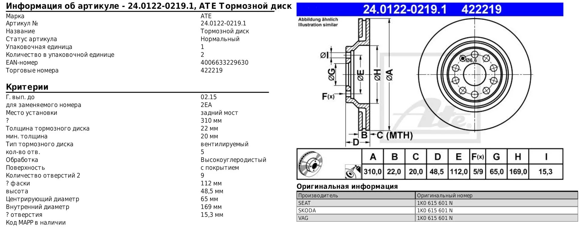 Диск тормозной чертеж VAG. Толщина диска тормозного переднего Skoda Octavia a7. Центральное отверстие шкода