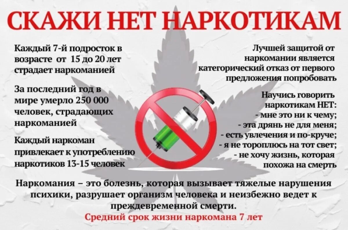 Лекция о вреде наркотиков для школьников
