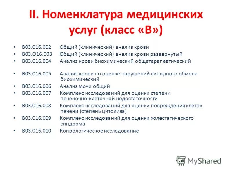 Номенклатура медицинских услуг 2024