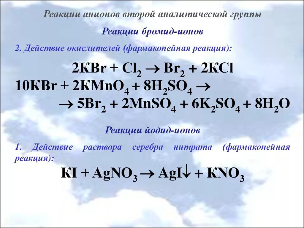 Бромид натрия и нитрат серебра реакция. Фармакопейная реакция. Реакции на анионы. Качественная реакция на бромид. Фармакопейные реакции на анионы.