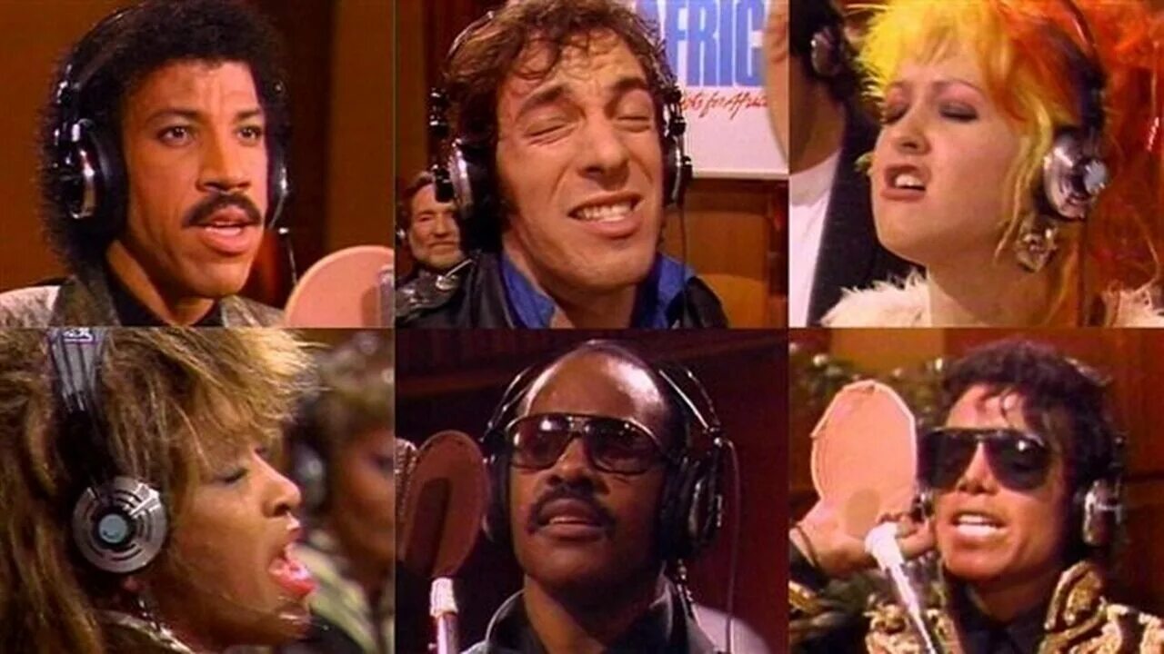 Песня we are the world. Стиви Уандер и Майкл Джексон. Michael Jackson we are the World 1985. Тина Тернер и Майкл Джексон. Лайонел Ричи we are the World.