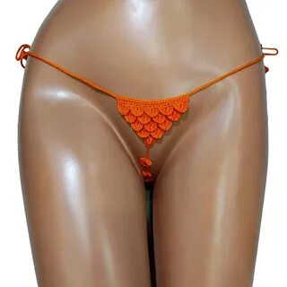 Crochet G-string thong crotchless Pumpkin bi micro color extreme Seattle Ma...