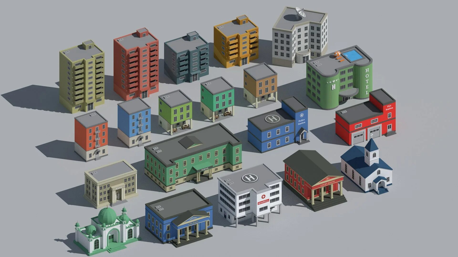 Asset model. Low poly многоэтажка. simplepoly urban. low poly assets. unity city-building kit.