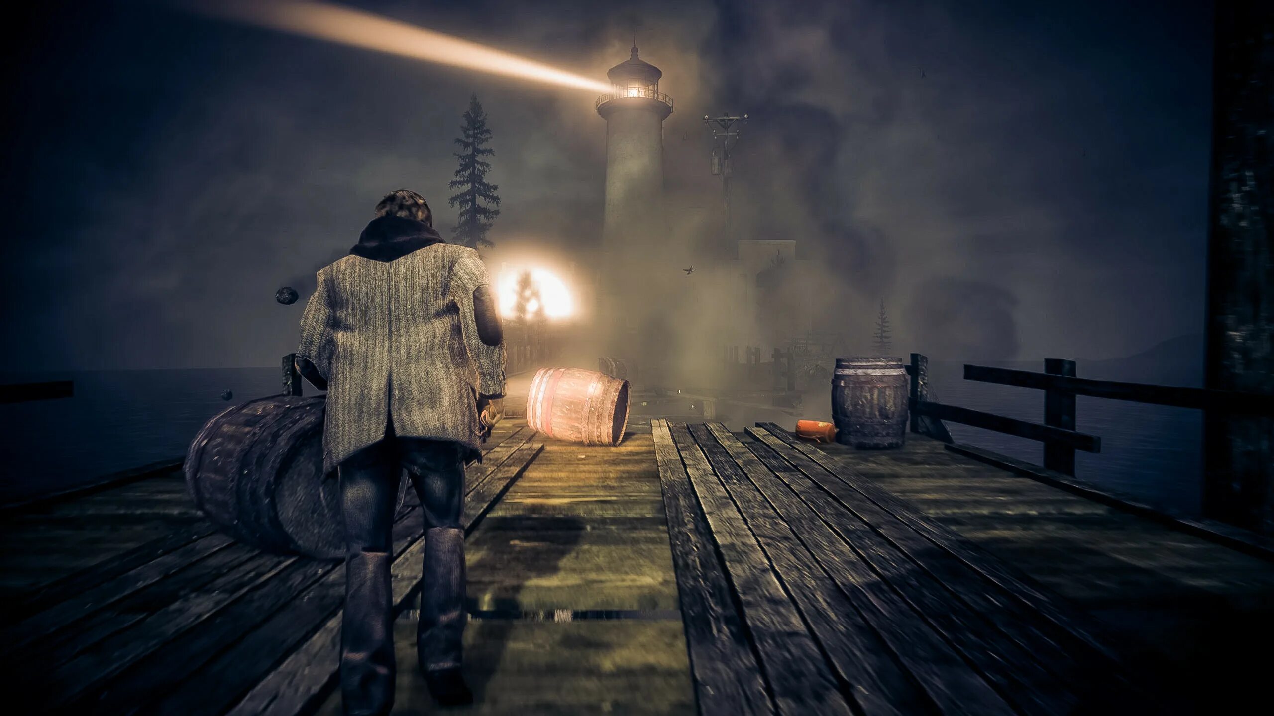 Alan wake 2 лавка. Alan wake маяк. alan wake маяк арт. alan wake обои. alan wake wallpaper маяк.
