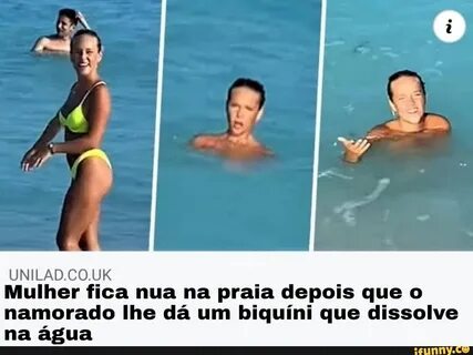 UNILAD.CO.UK Mulher fica nua na praia depois que o namorado lhe dá um biquíni qu