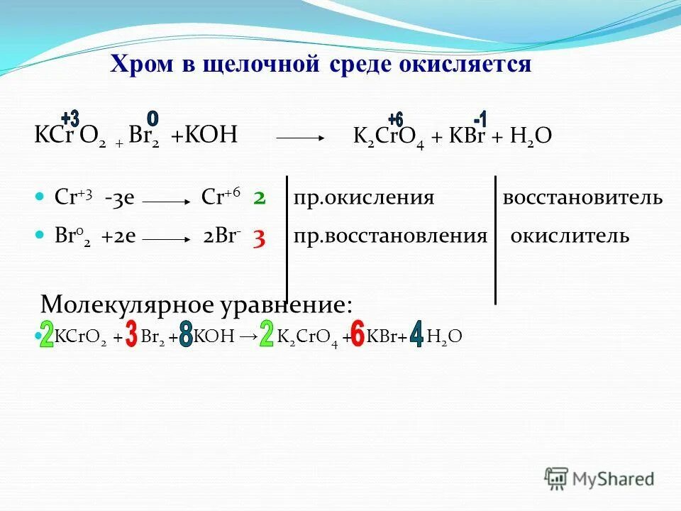 C br2 уравнение реакции. Br2 koh окислительно восстановительная реакция. реакции в кислой и щелочной средах уравнение. реакции окисления хрома 3 в щелочной среде. хром +2 окислитель или восстановитель.