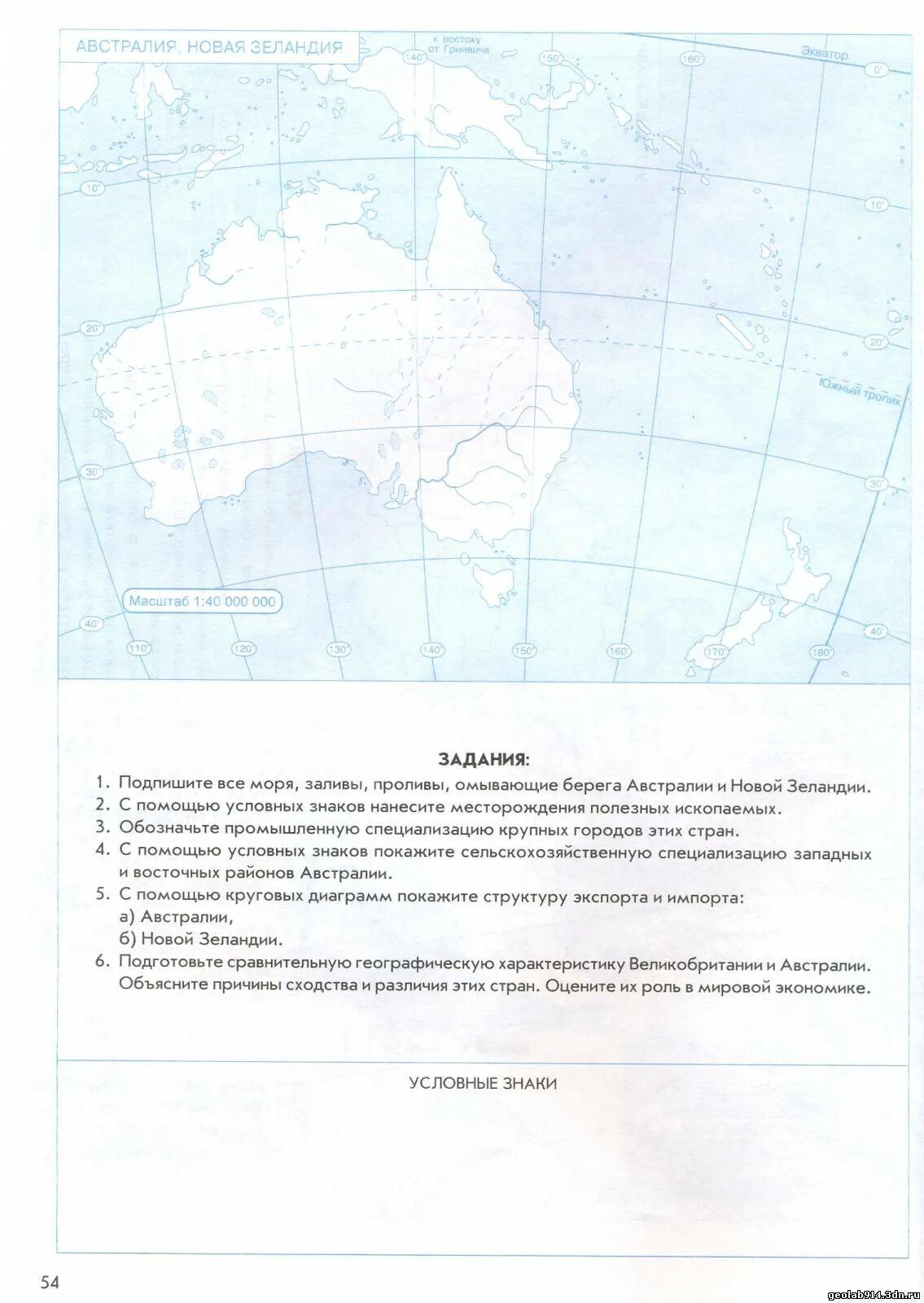 Контурная карта австралии 7 класс ответы