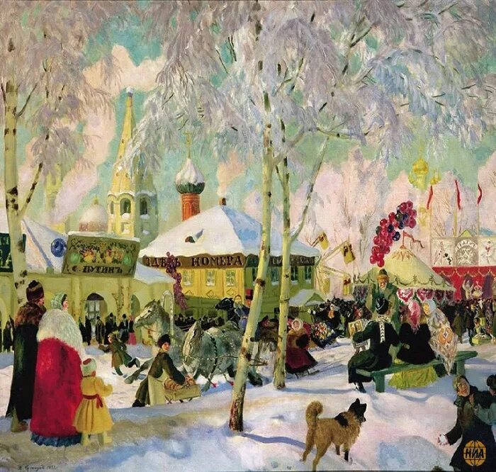 Кустодиев картины. Борис Михайлович Кустодиев Масленица.