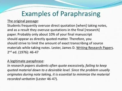 Paraphrasing examples