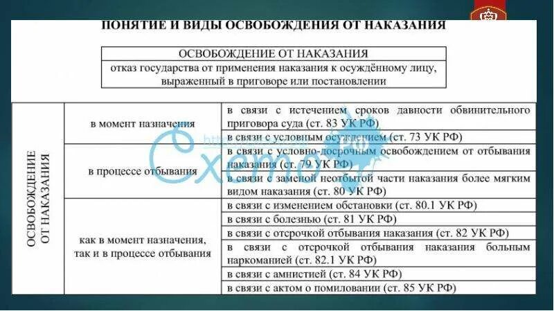 Закон об освобождении от уголовного наказания. Классификация освобождения от наказания. Виды освобождения от уголовного наказания. Вины освобождения от наказания. Понятие и виды освобождения от наказания.