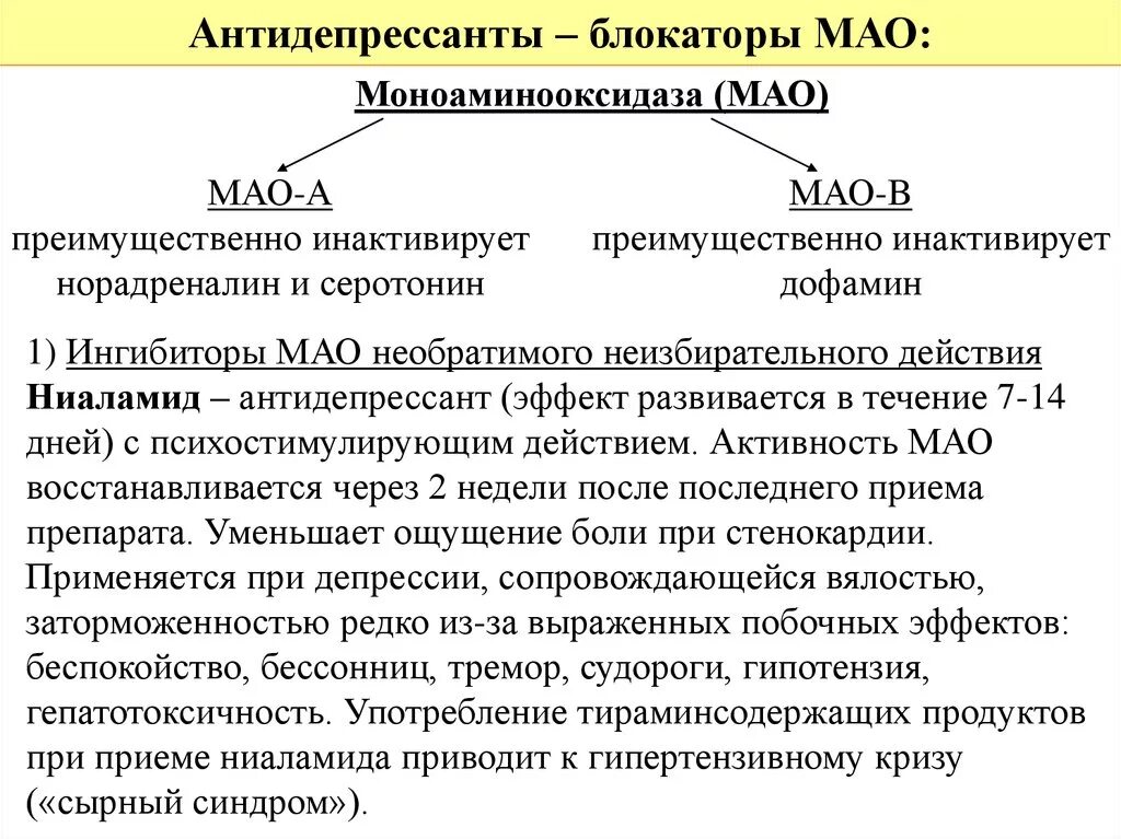 Ингибиторами моноаминоксидазы (Мао).. Антидепрессант ингибитор моноаминоксидазы препараты. Антидепрессанты ингибиторы Мао. Имао антидепрессанты.