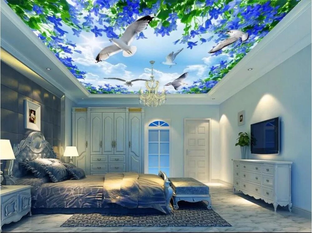 Натяжные потолки с орнаментом. Проектор в спальне. Спальня звездное небо бтс. Спальня в космическом стиле. Сон на потолке.