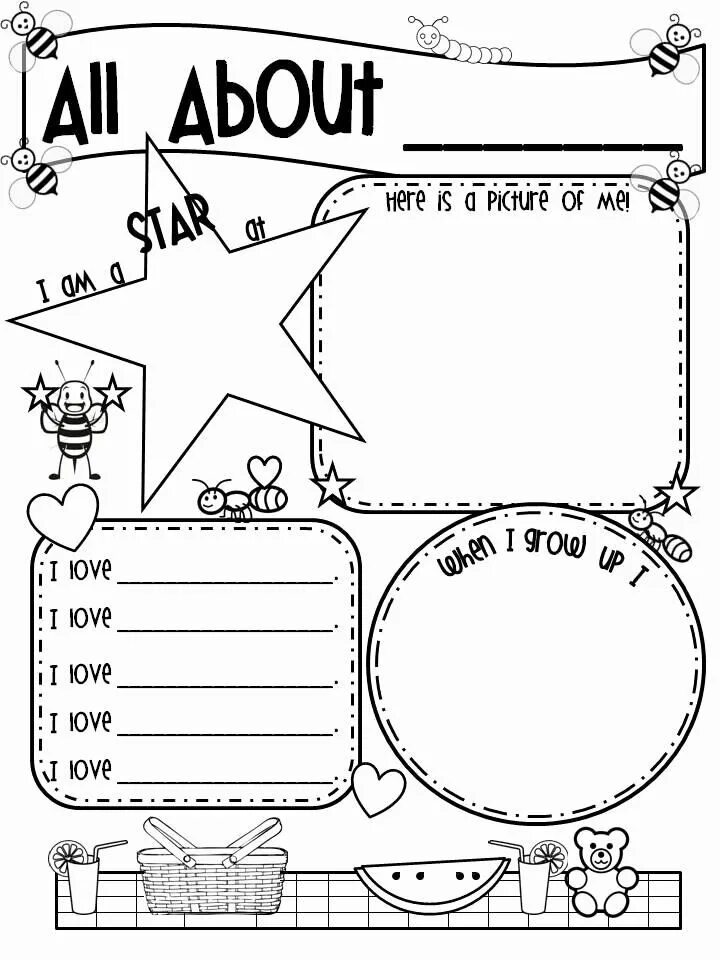 Карточка all about me. Шаблон about me. All about me шаблоны. All about me Worksheets. About me description