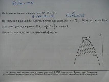 Вычислите площадь фигуры f