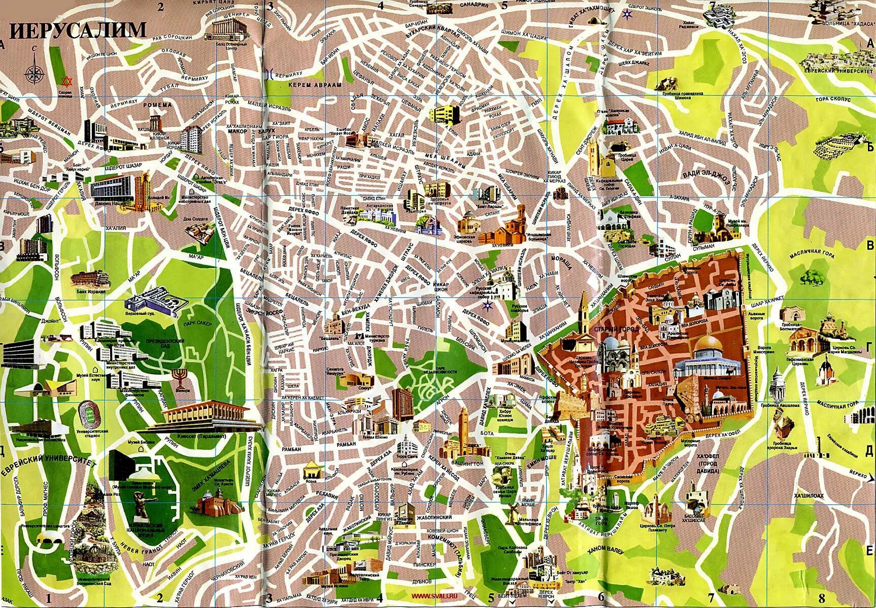 В какой стране находится город иерусалим. Туристическая карта Иерусалима. Город Иерусалим на карте. Подробная карта Иерусалима. Достопримечательности Иерусалима на карте.
